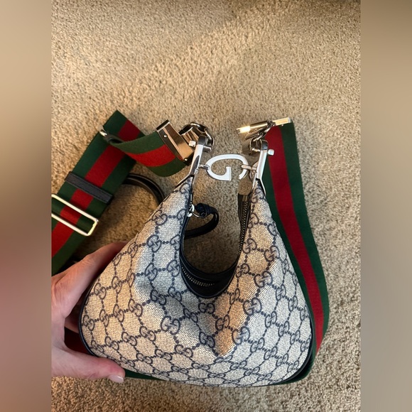 GUCCI ATTACHE SMALL SHOULDER BAG. beige and blue Supreme - Picture 9 of 10